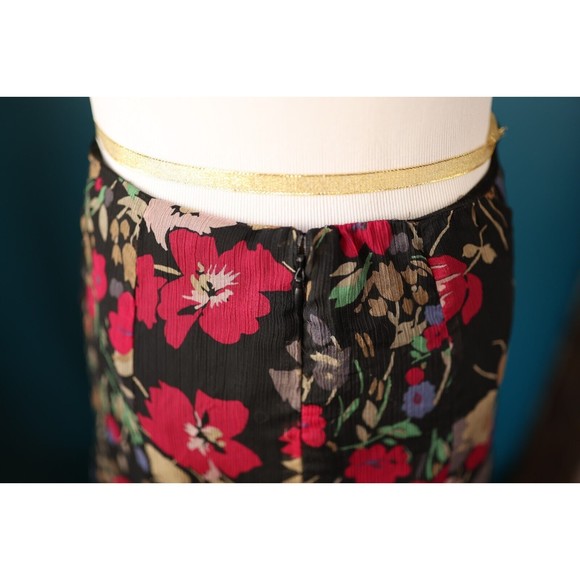 Lauren Ralph Lauren 200587576001 Black Floral Print Chiffon Godet Skirt Size 12 - Picture 9 of 9